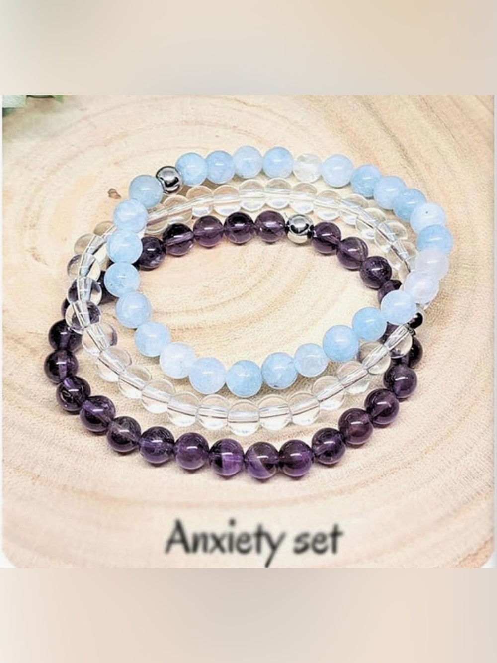 Calming Blue, Clear & Purple Beaded Bracelet Set - Women Jewelry